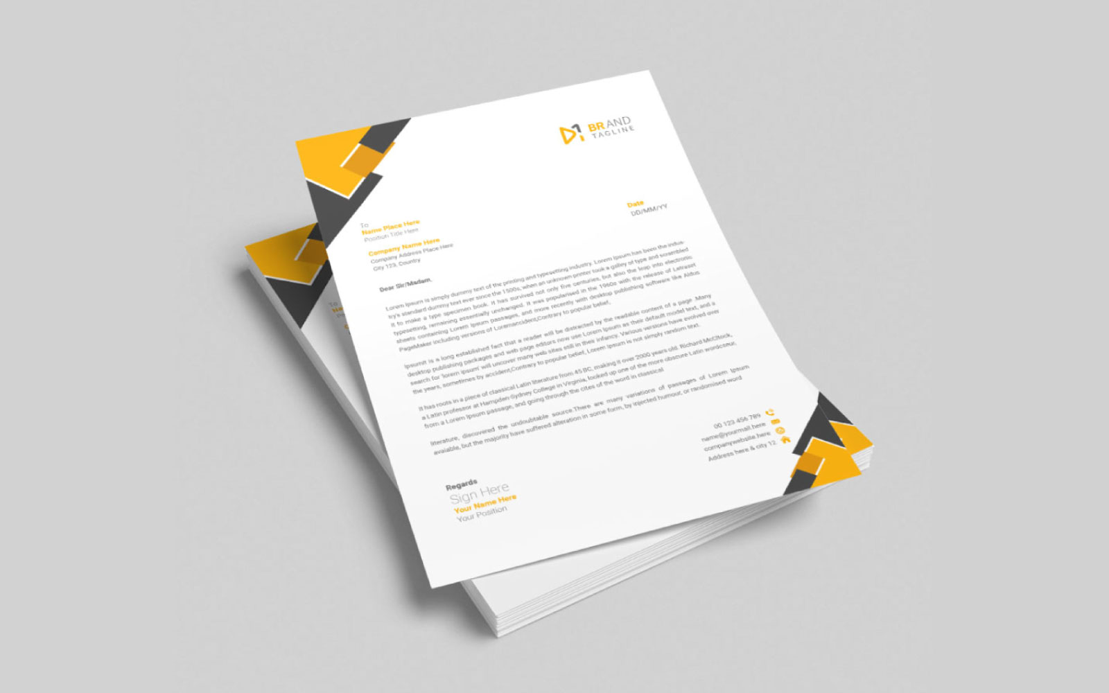 Wavy letterhead design template