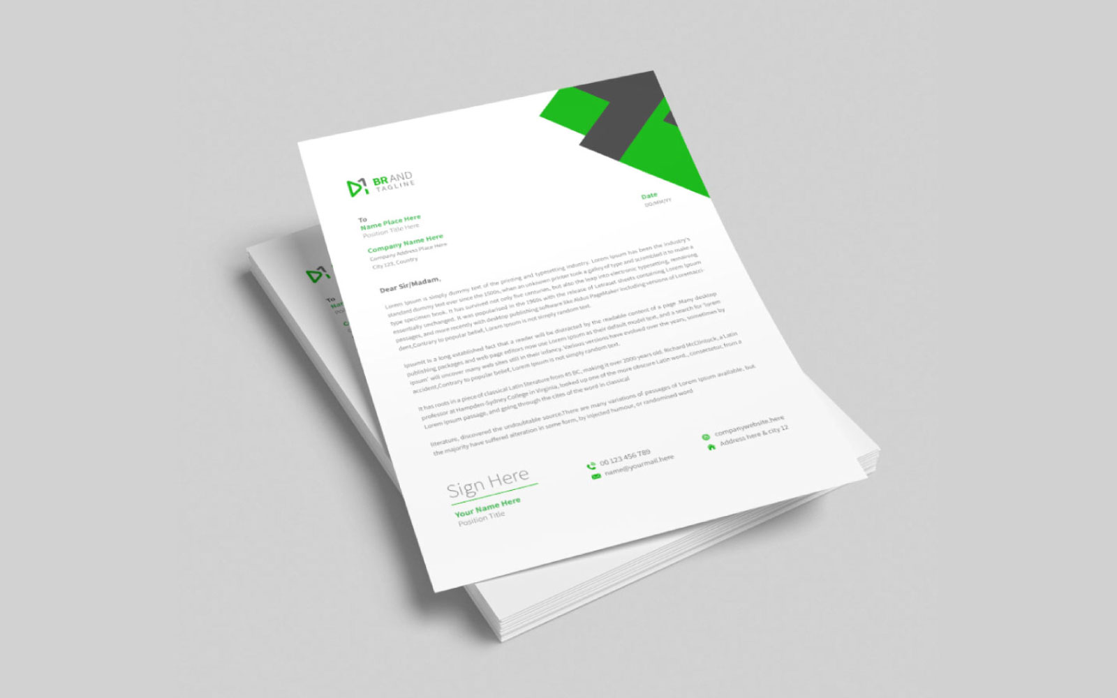 Wavy business letterhead template design