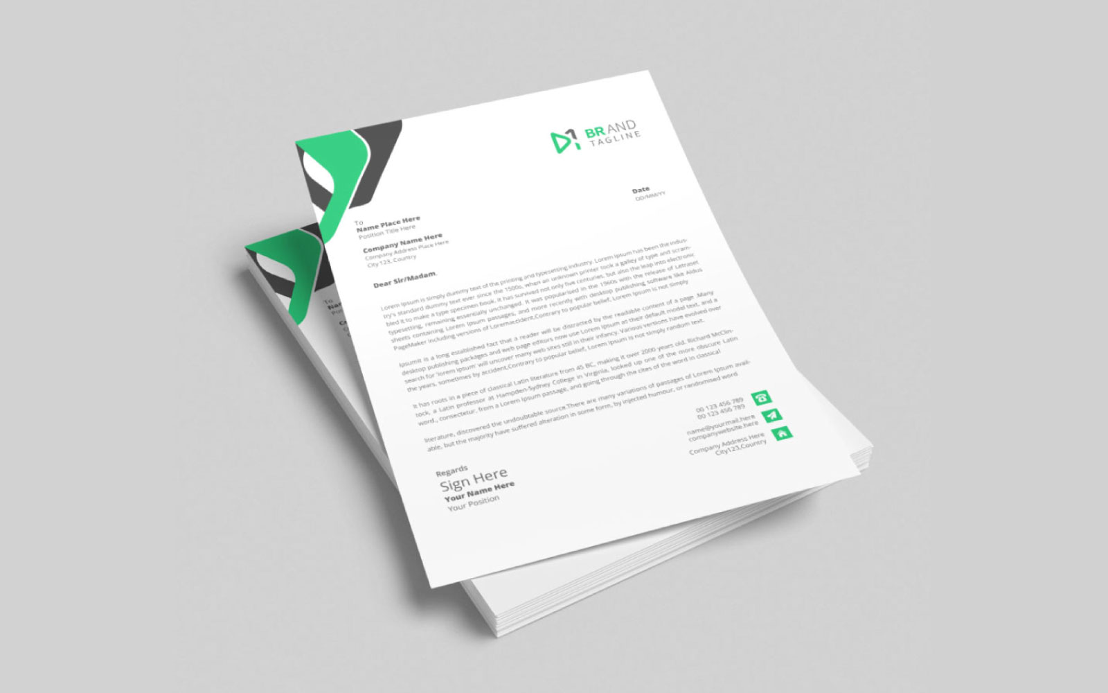Flat design minimal business letterhead template