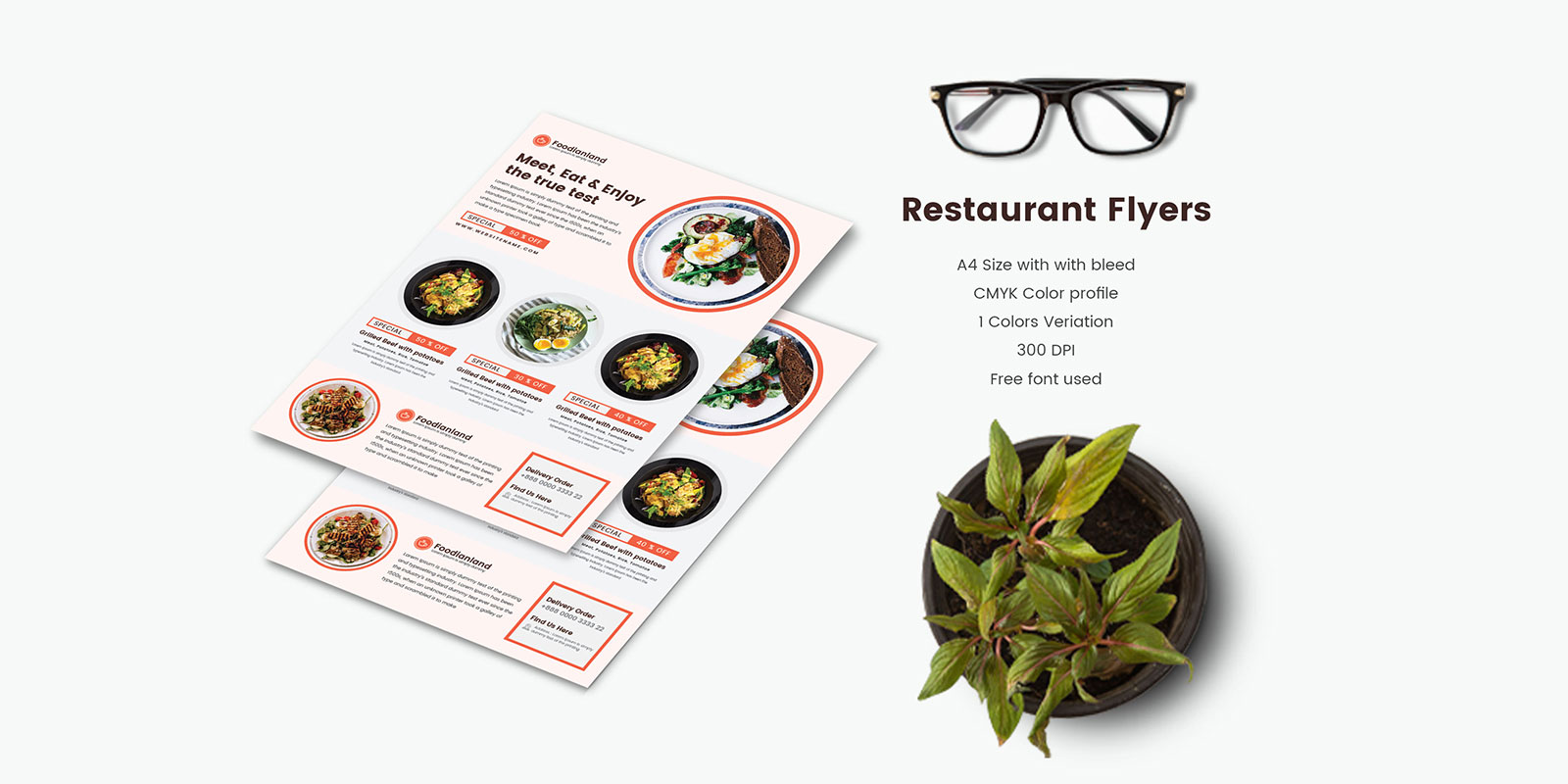 Food Restaurant Flyer Template For promoting Restaurant services company