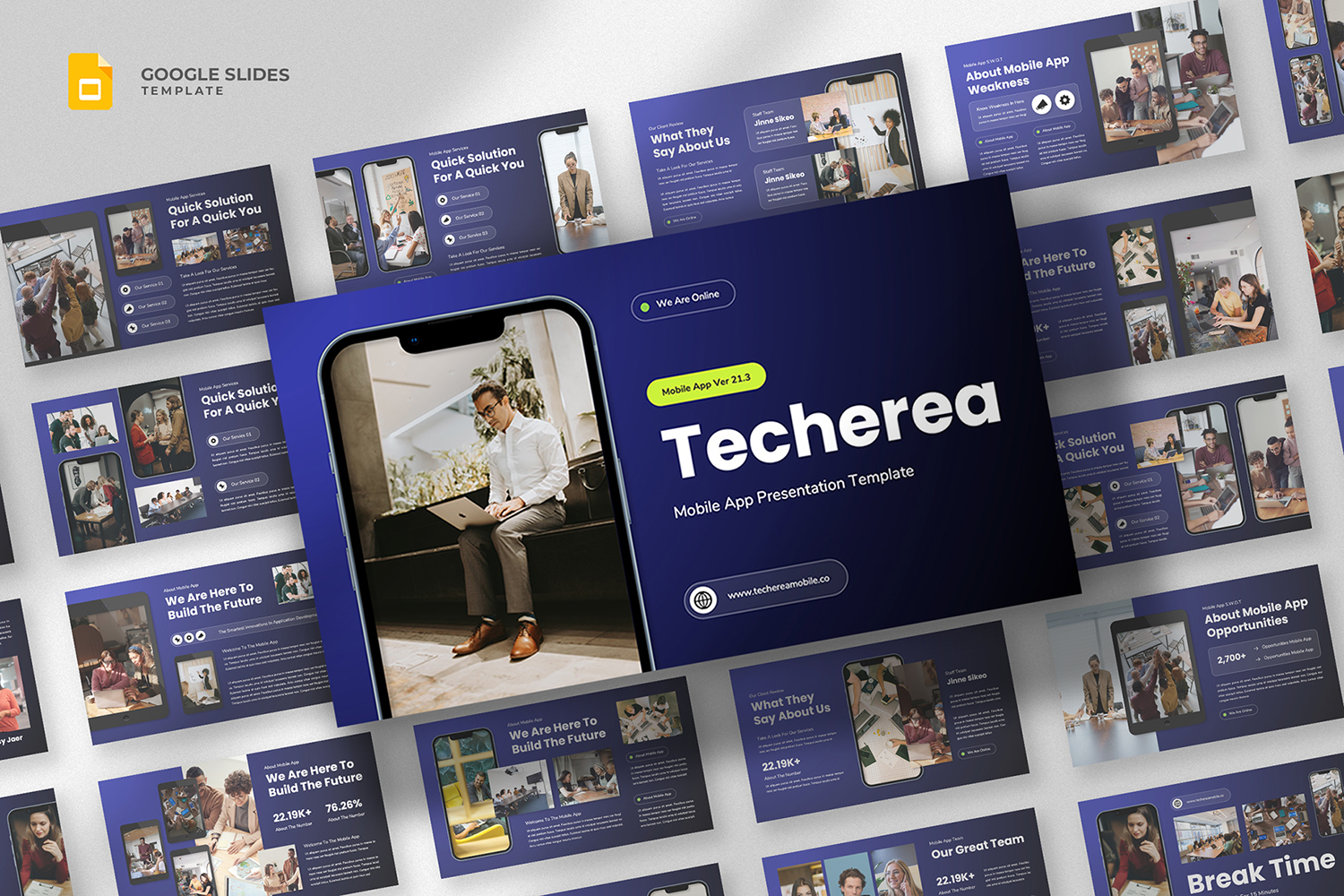 Techerea - Mobile App Google Slides Template
