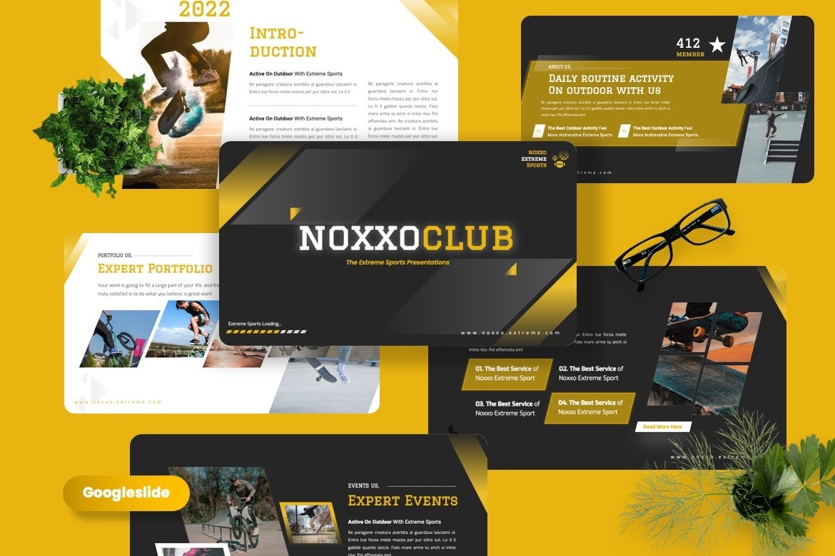 Noxxo - Extreme Sport Googleslide Templates