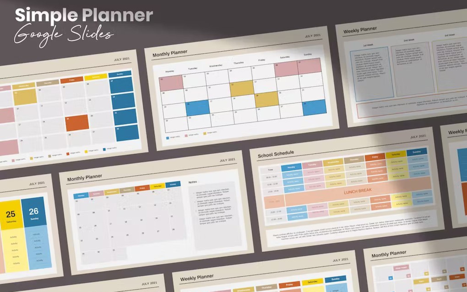 Simple Planner - Google Slides Templates