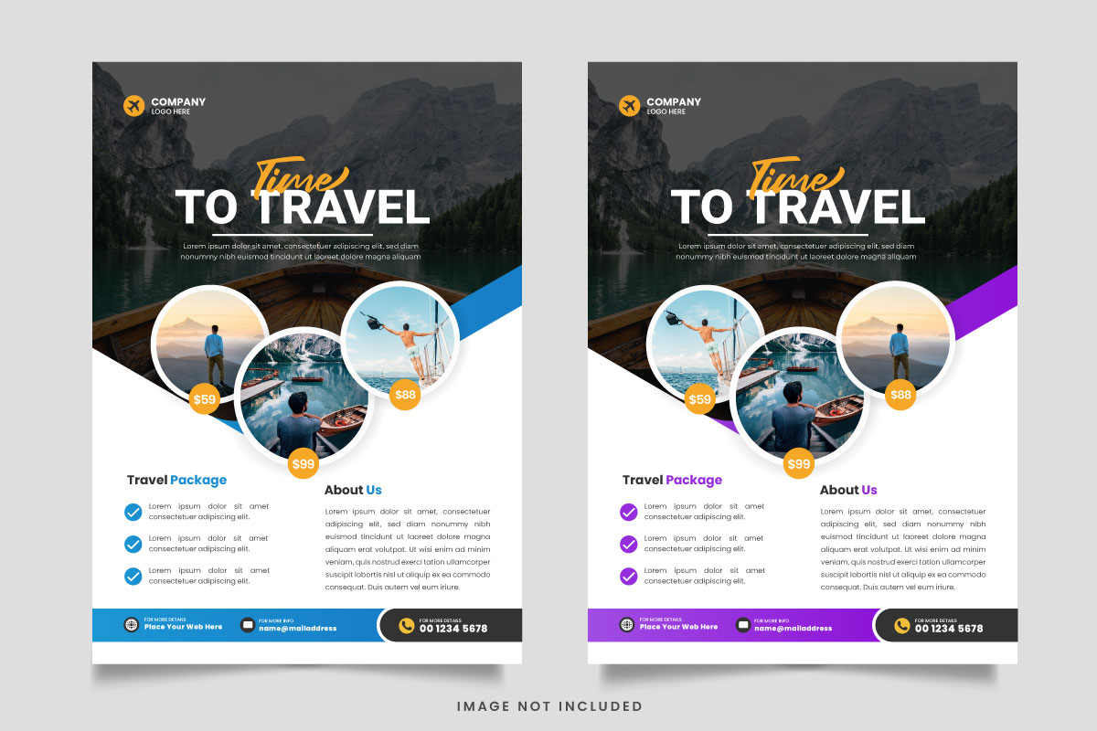 Travel flyer design template and travel agency flyer template design