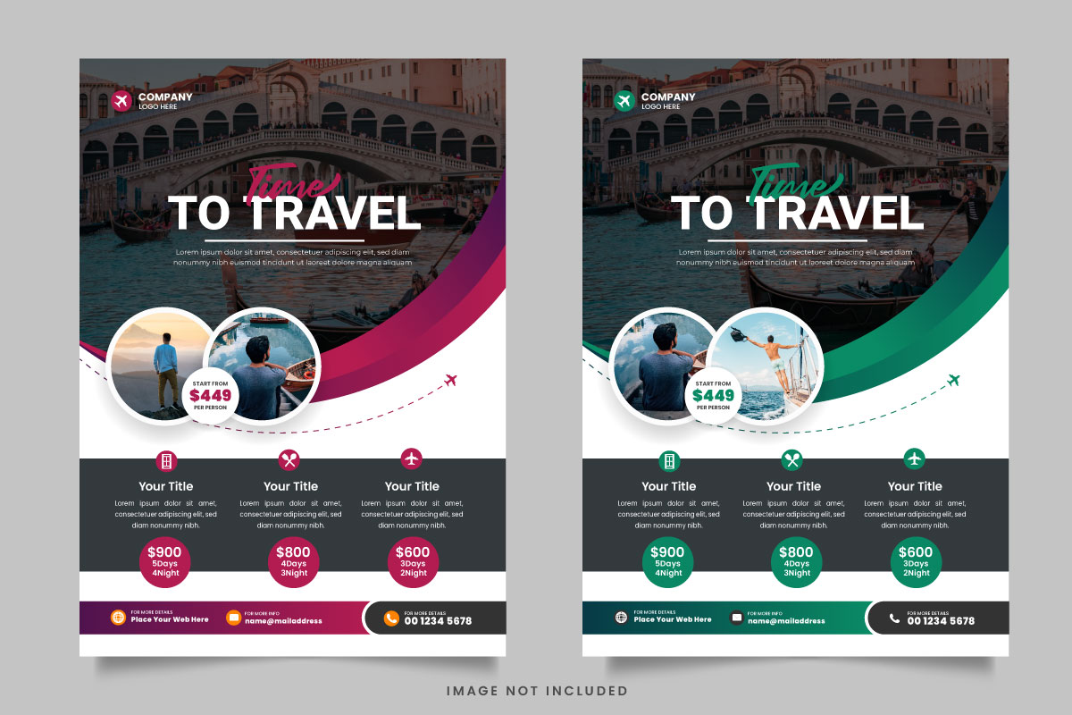 Travel flyer design template and travel agency flyer template design idea