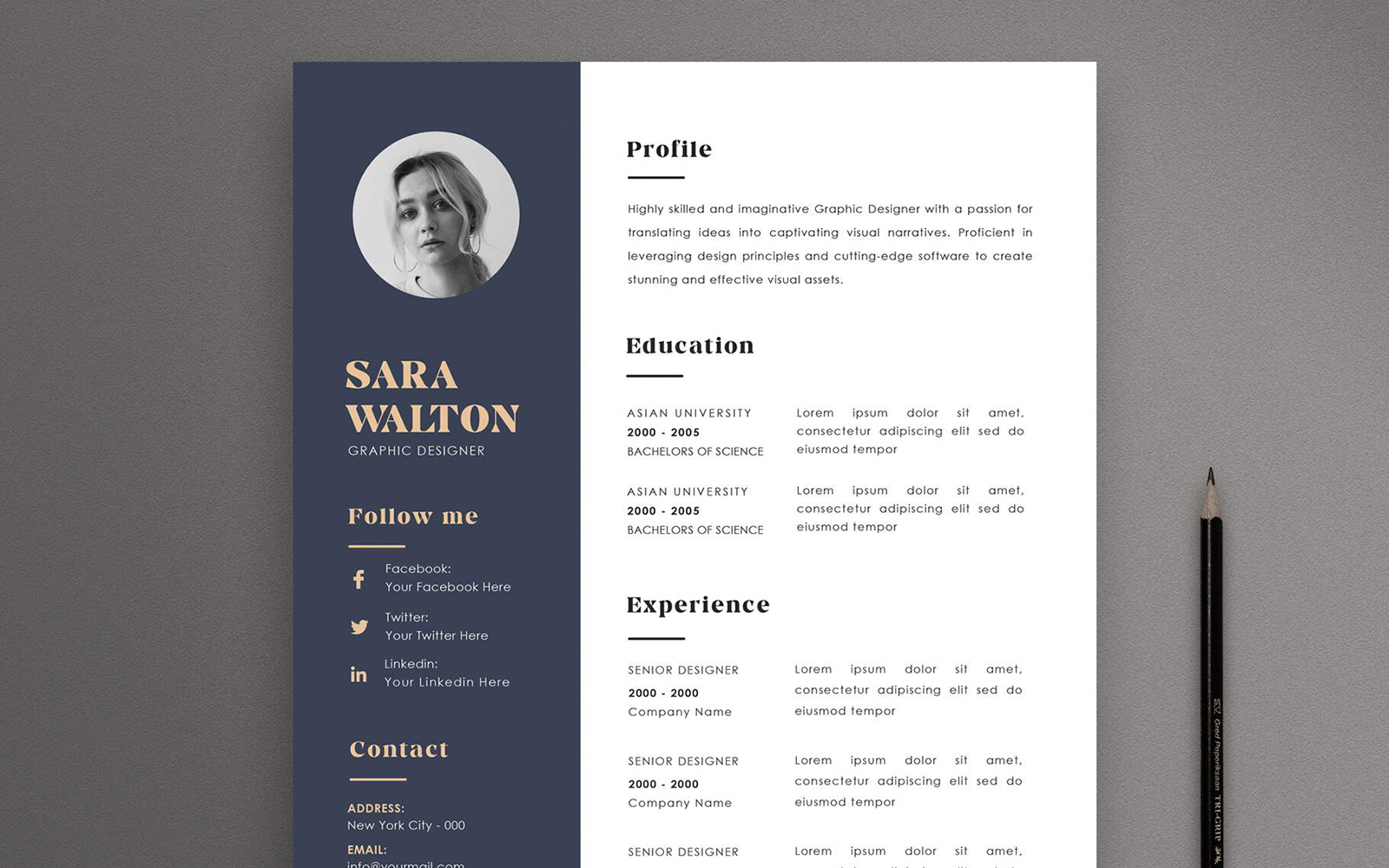 Minimalist Resume CV Design Template