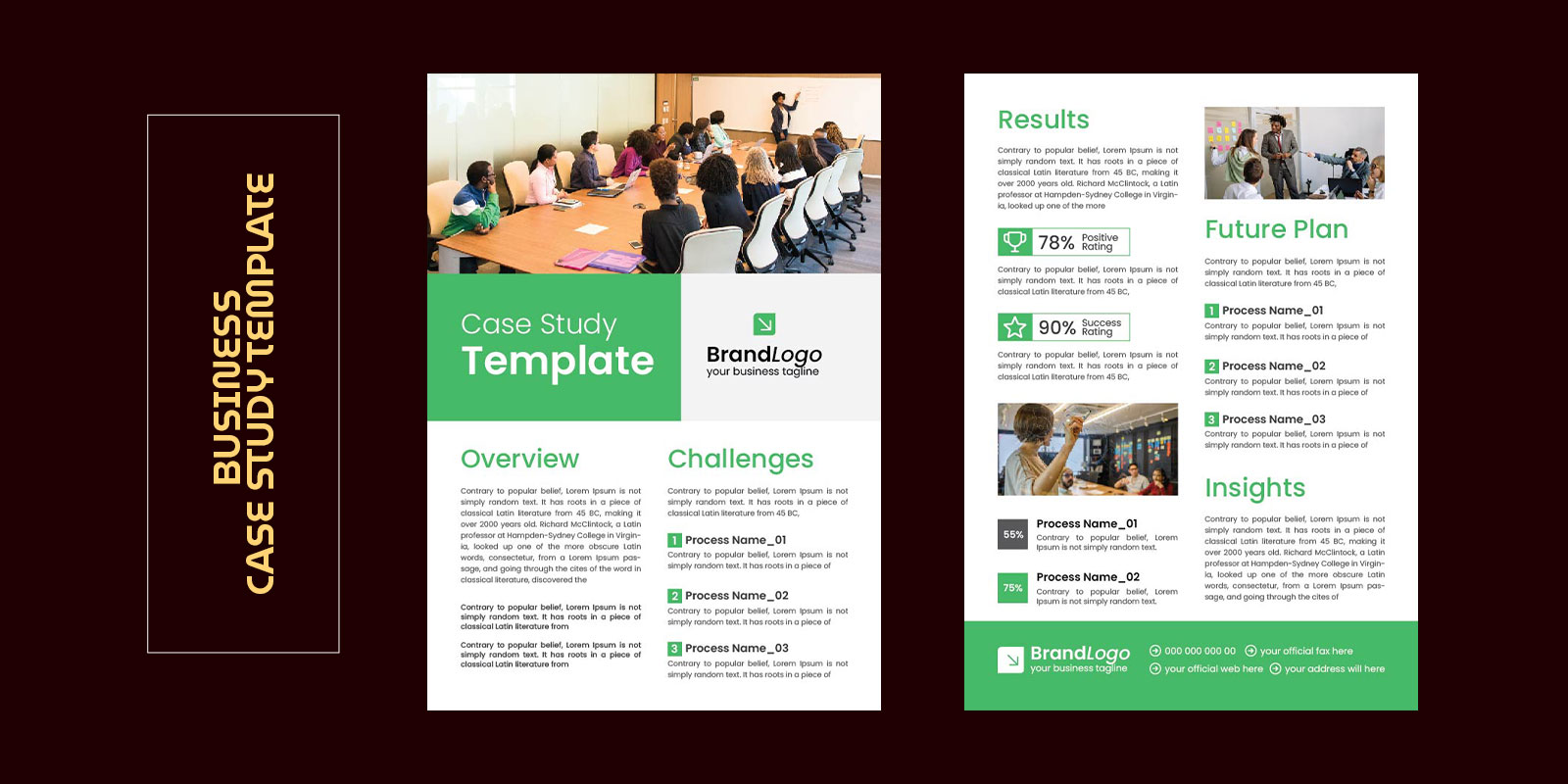 Business Case study template corporate modern business double side flyer