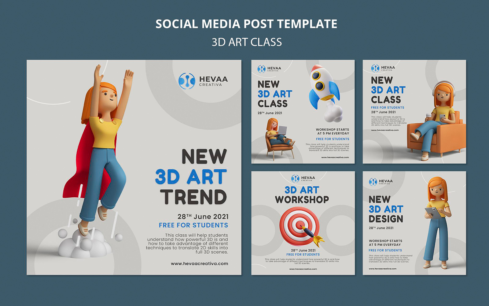 3D  Art Class Social Media Post Template