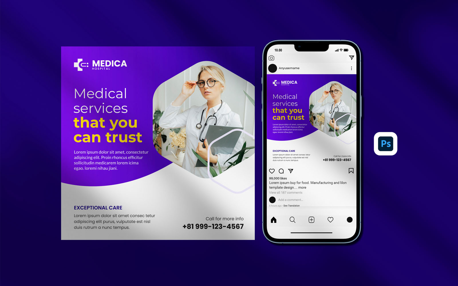 Instagram Template - Medical Social Media Banner Template