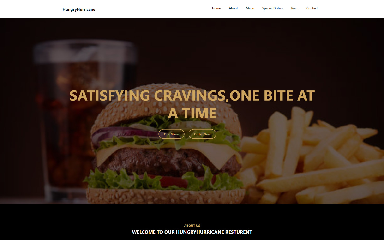 HungryHurricane | Restaurant Landing Page Template