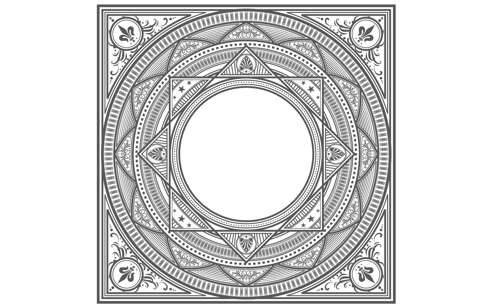 Square Ornamental Frames in Vector