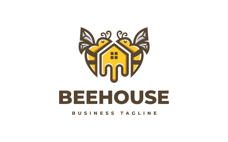 Couple Bee House Logo Template