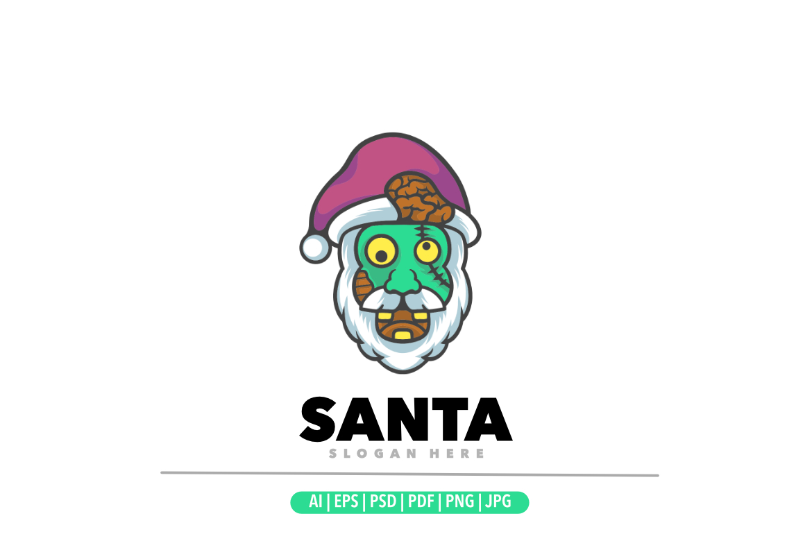 Santa zombie mascot cartoon logo