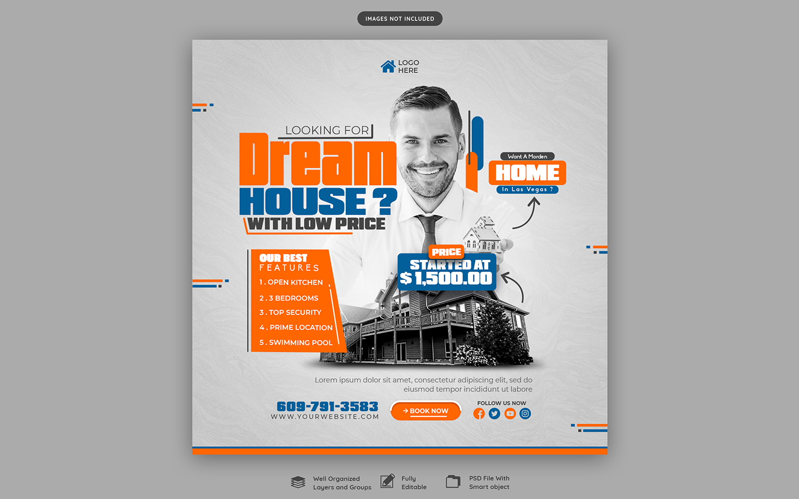 Real Estate House Property Social Media Post  Template