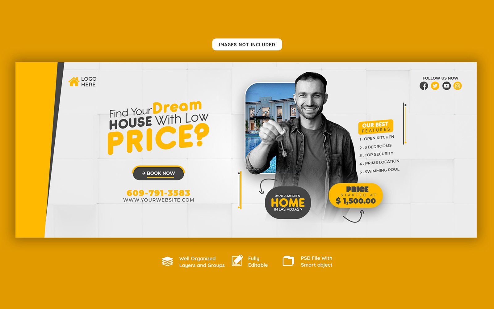 Real Estate House Property  Social Media Cover Banner Template