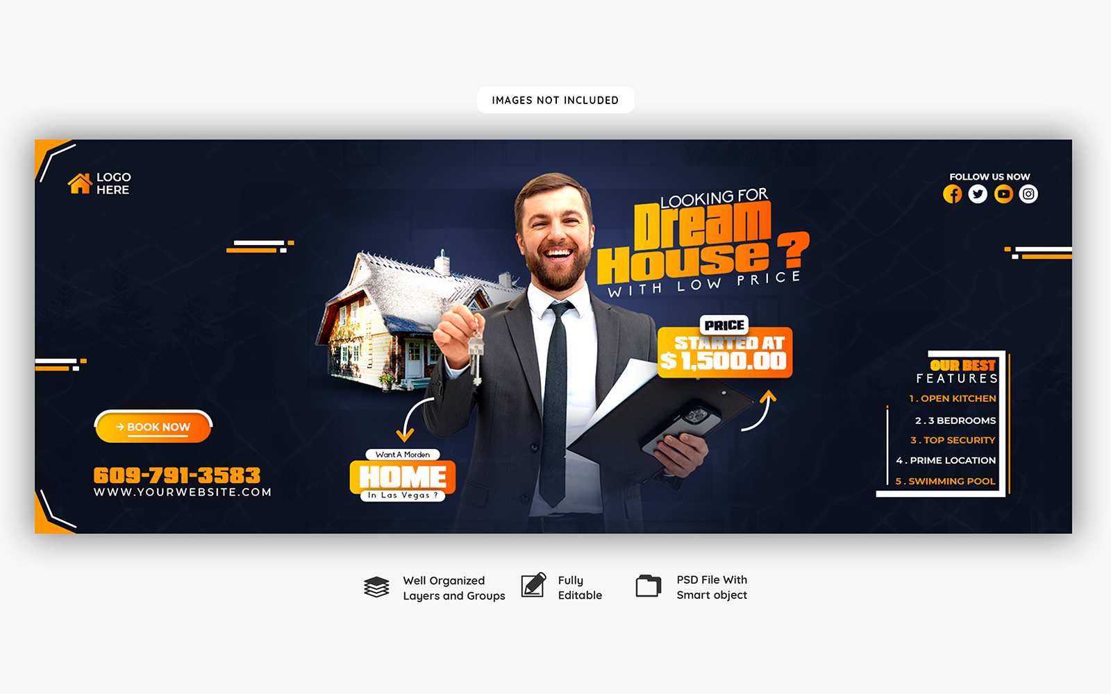 Real Estate House Property  Social Media  Cover Banner Template