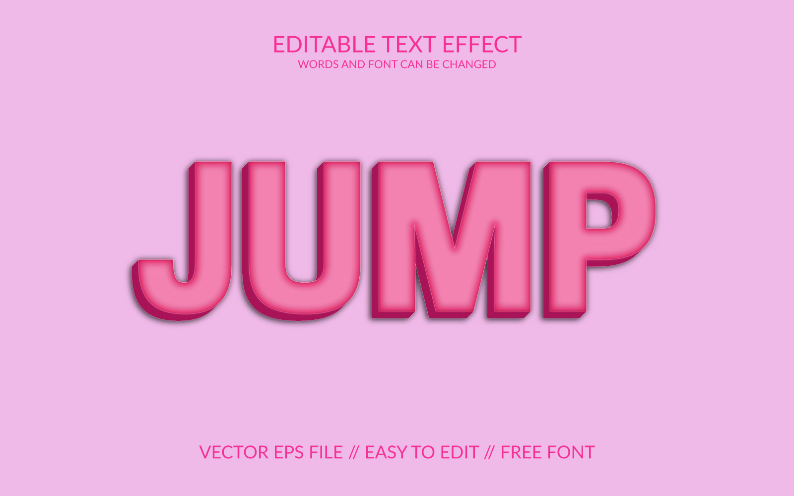 Jump fully editable vector eps 3d text effect design template