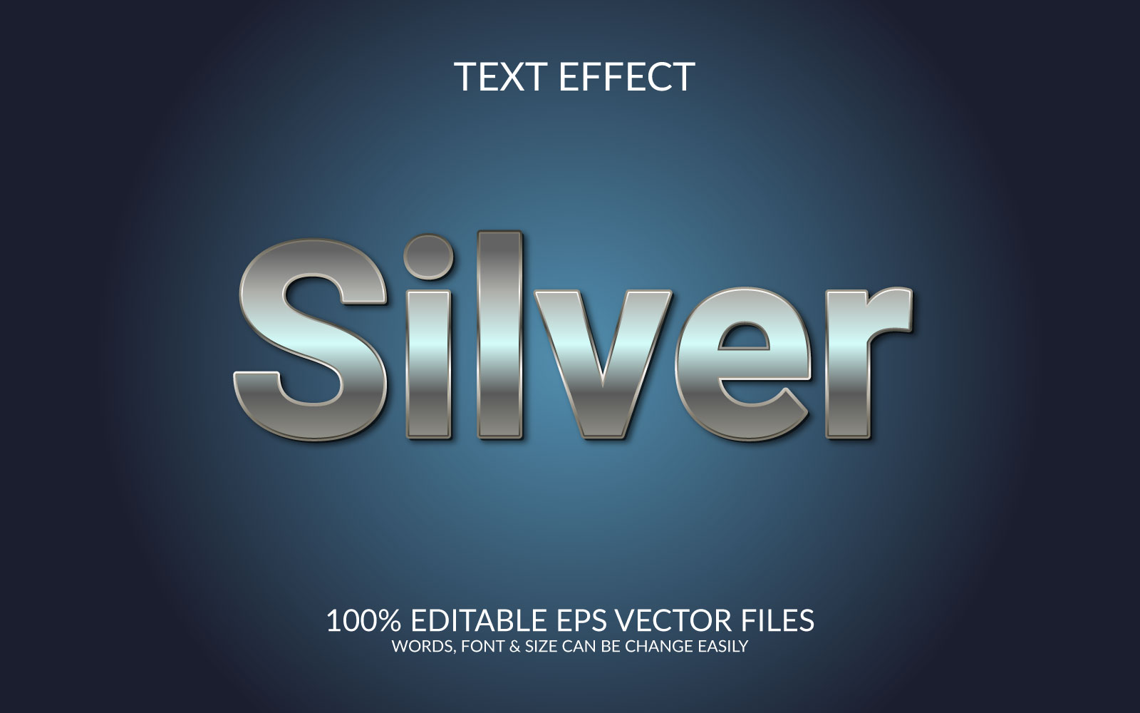 Silver fully editable vector eps 3d text effect template design