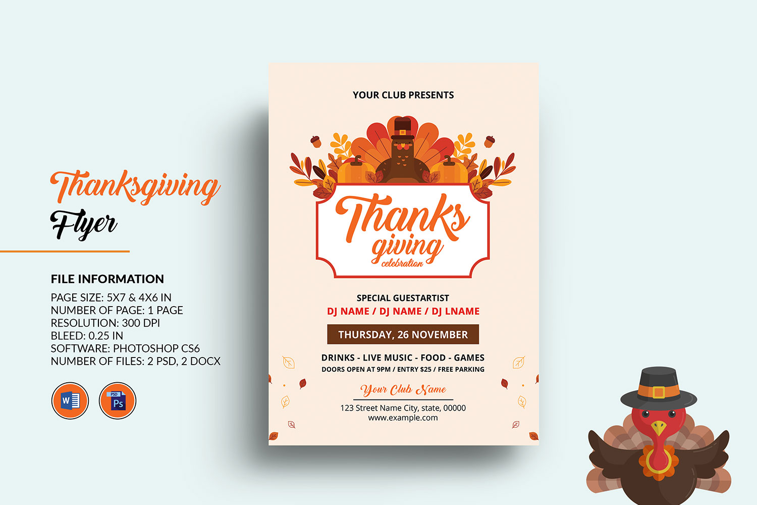 Thanksgiving Celebration Party Invitation Flyer Template
