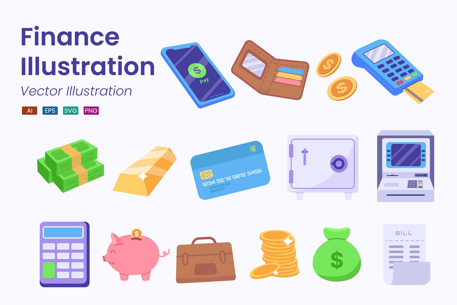 Finance Illustration Set Template