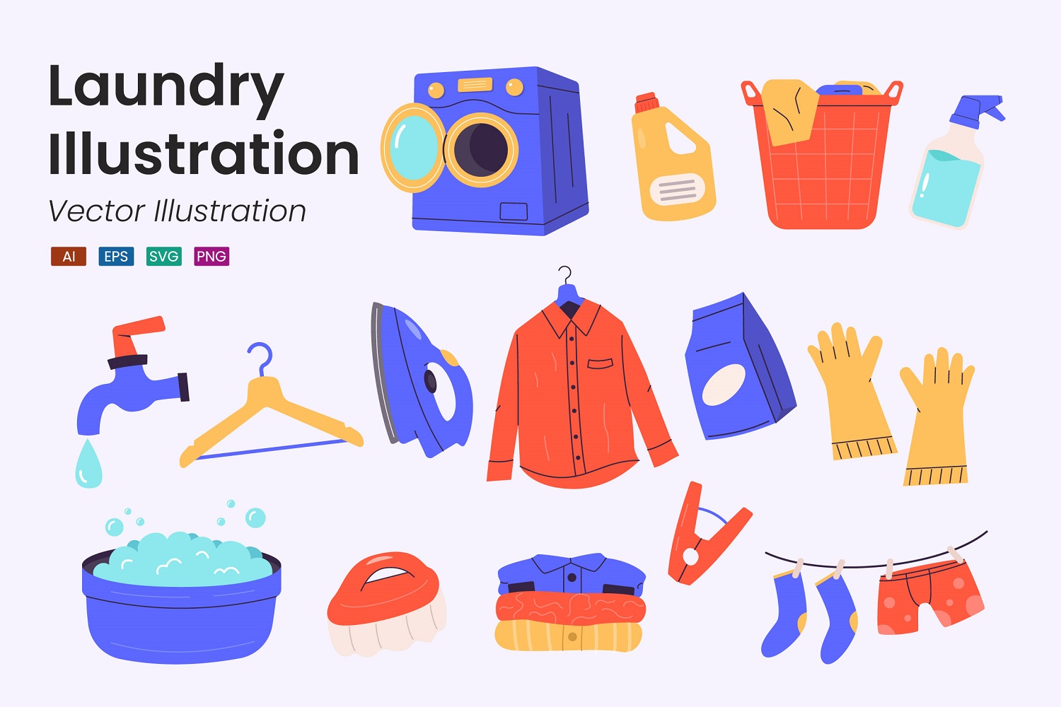 Laundry Element Illustration Set