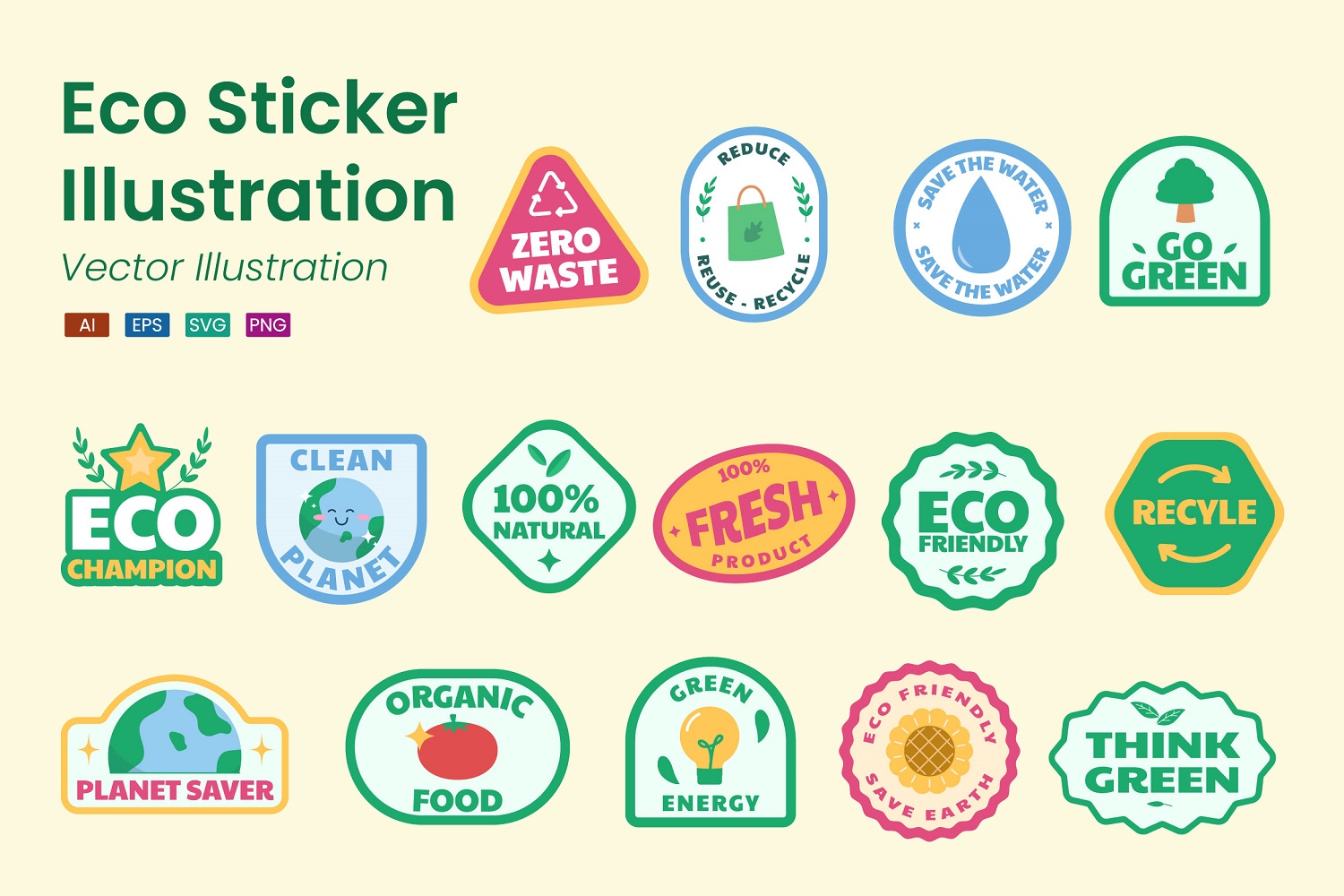 Eco Sticker illustration Set