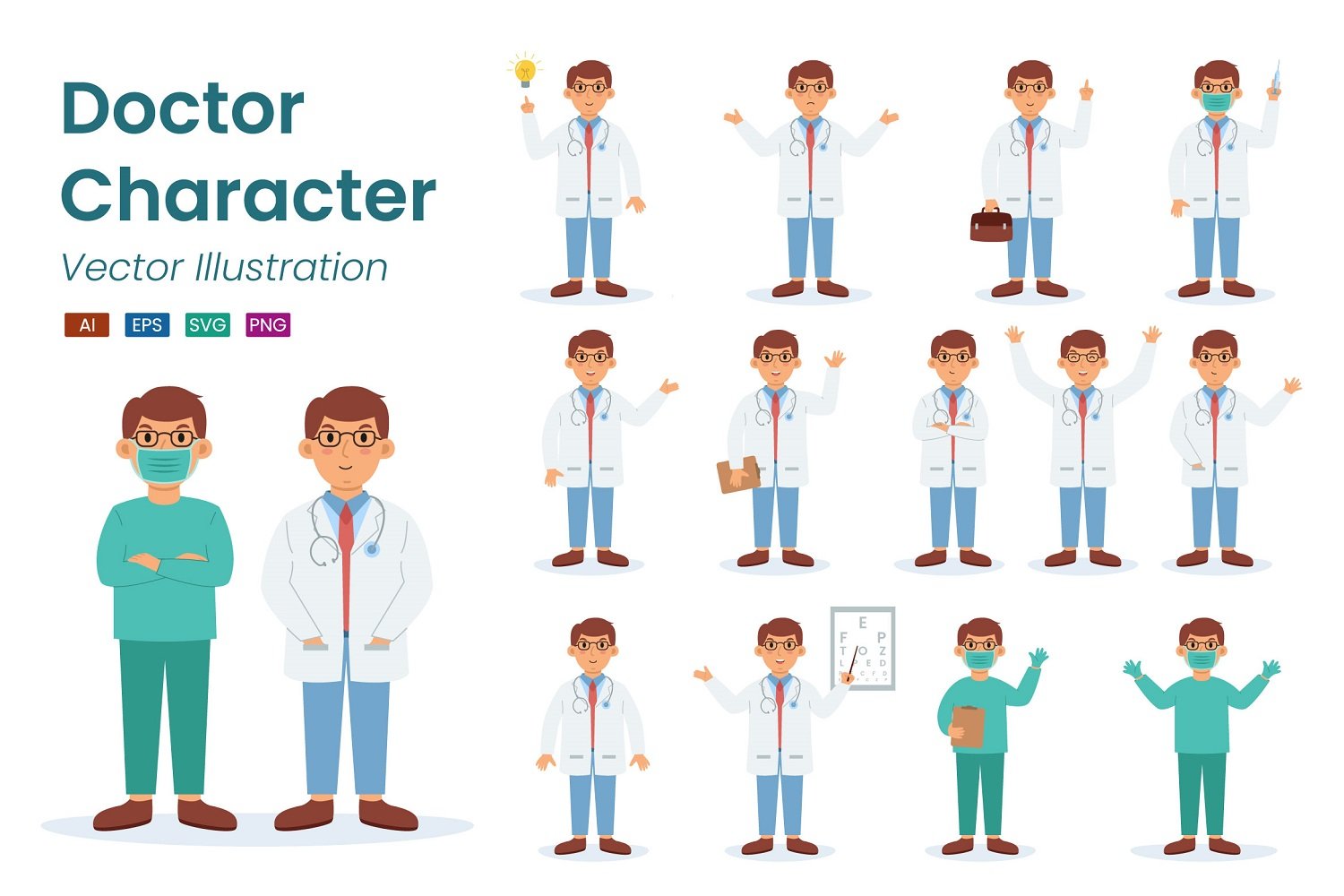 Doctor Character Illustration Set