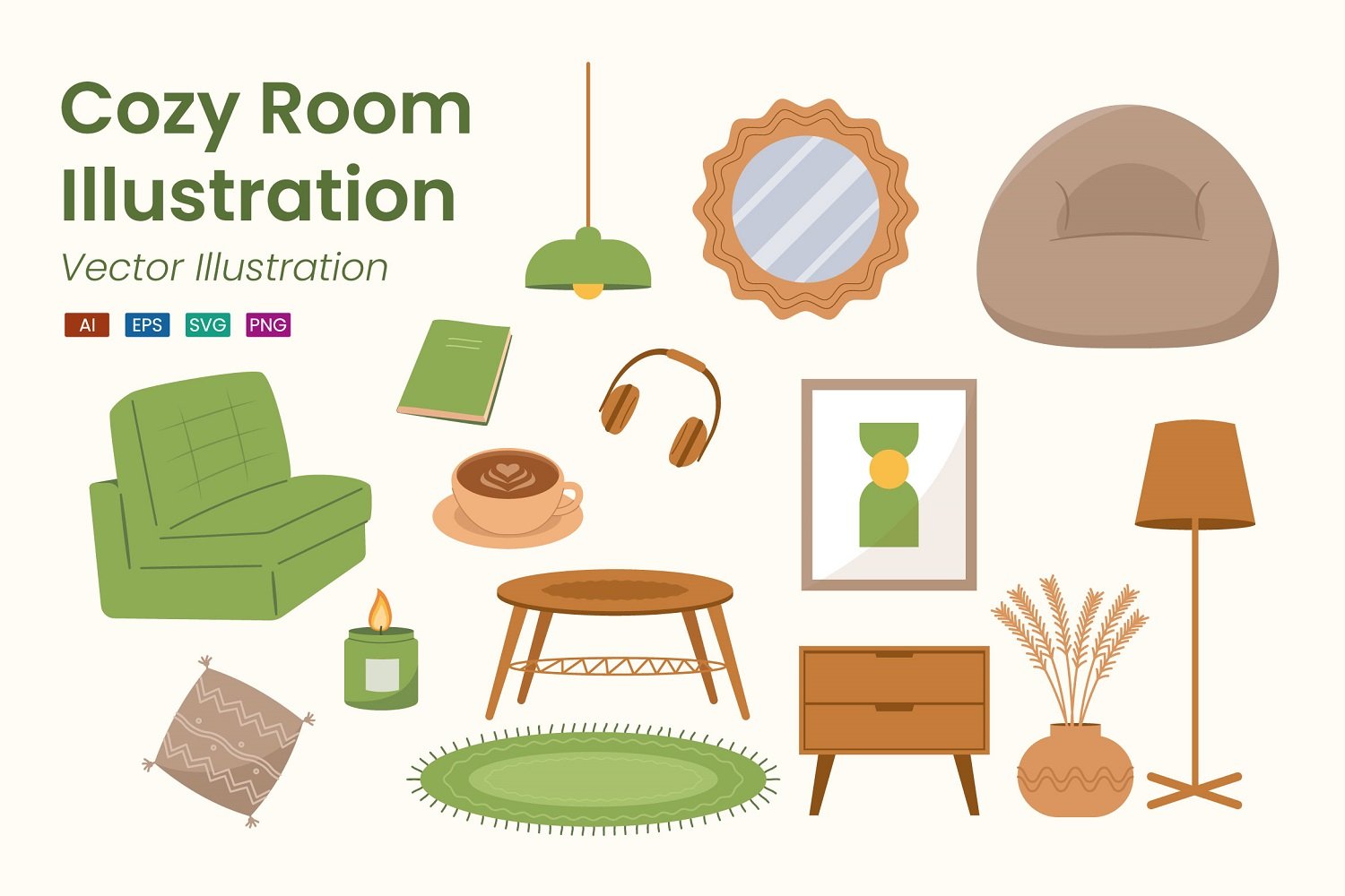 Cozy Room Illustration Set