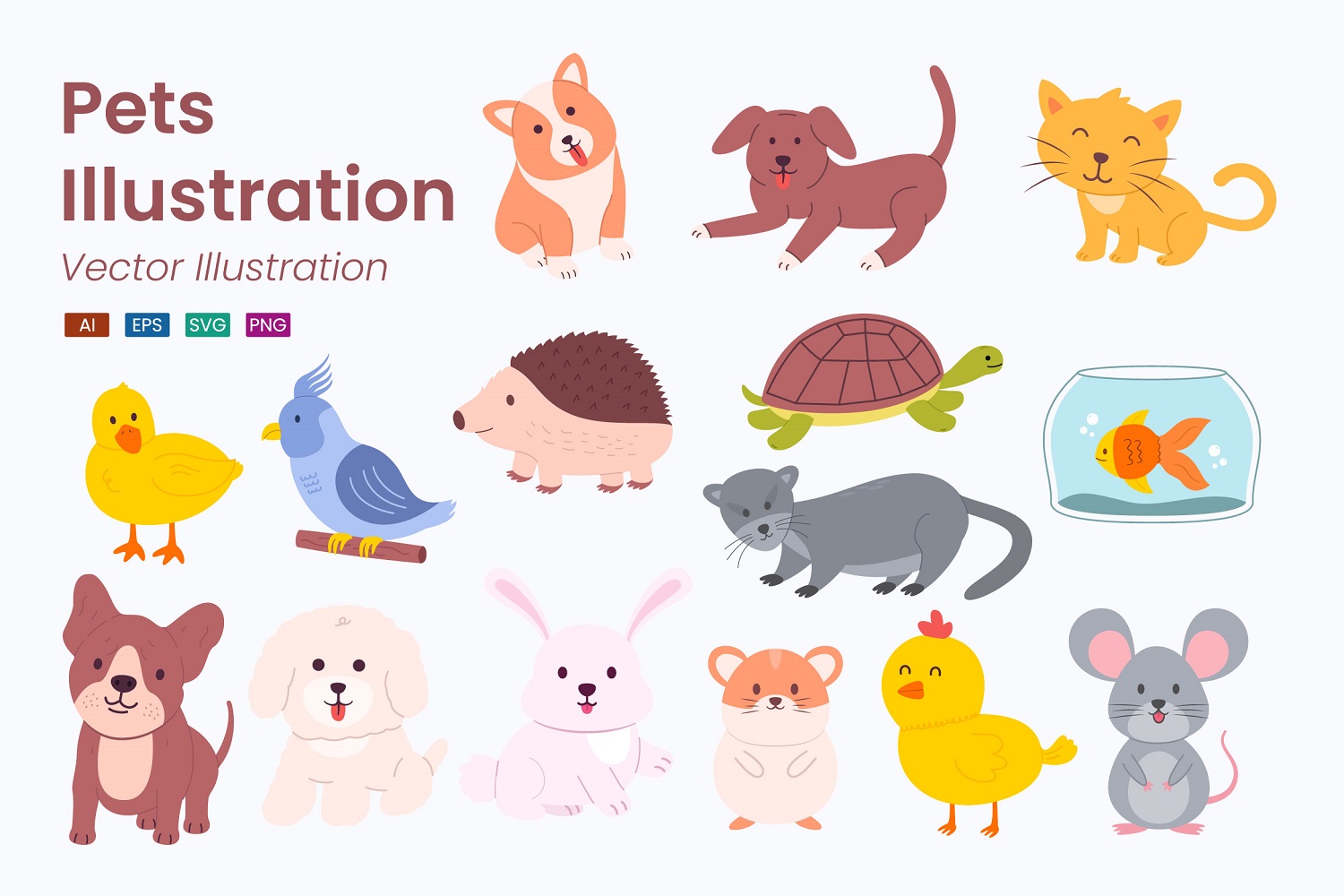 Pets Illustration Set Template
