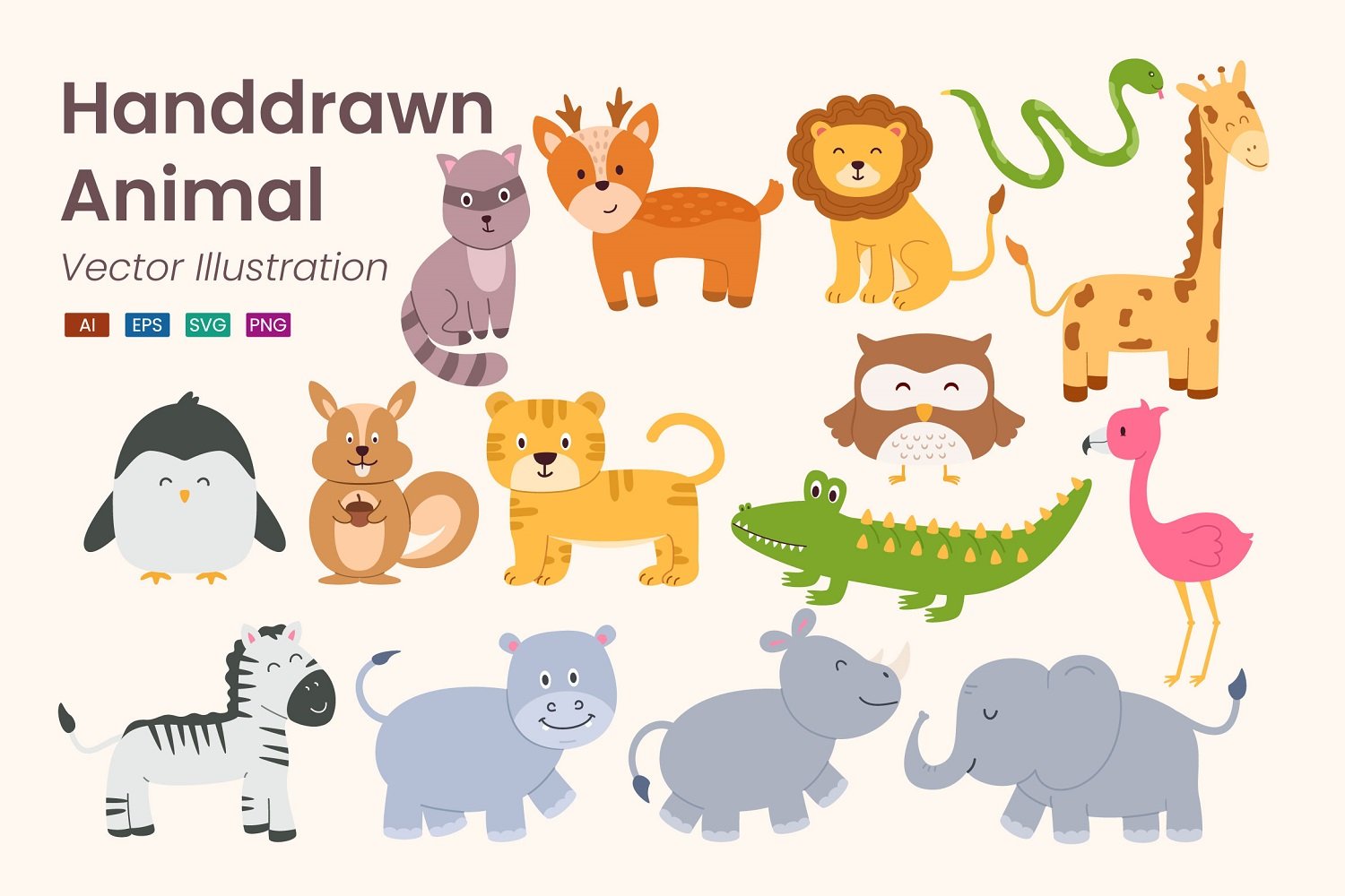 Hand Drawn Animal Illustration Set