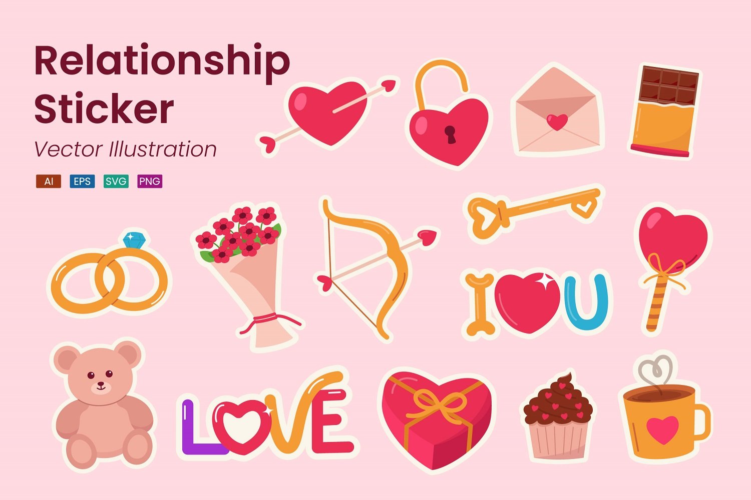 Relationship Sticker illustration Set