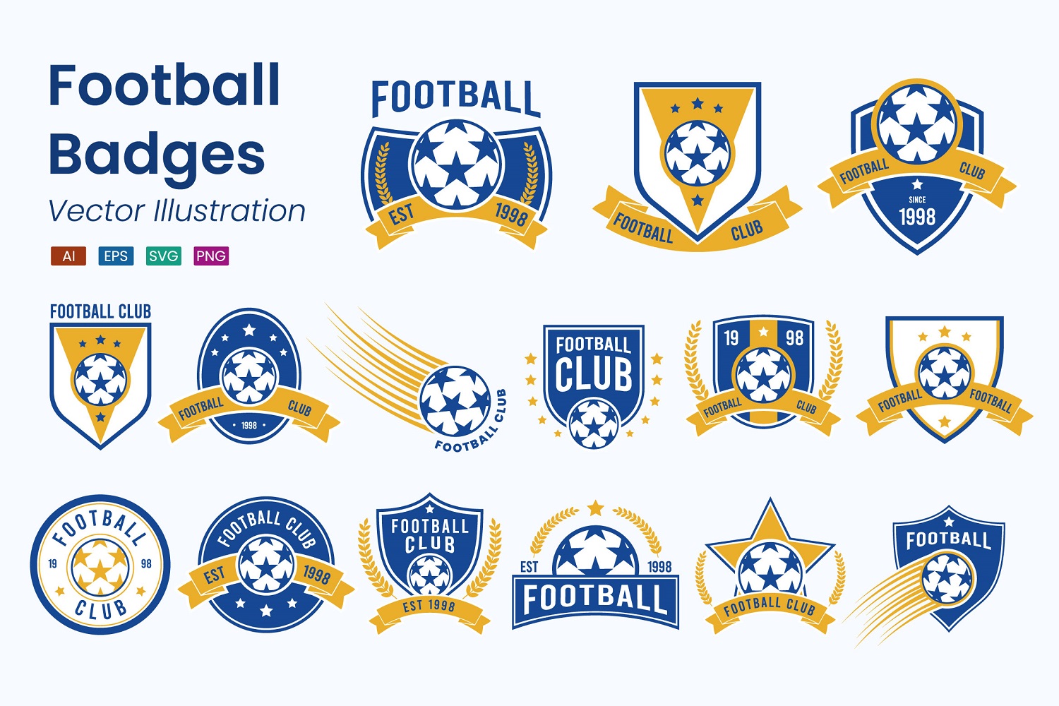 Football Badge Illustration Set