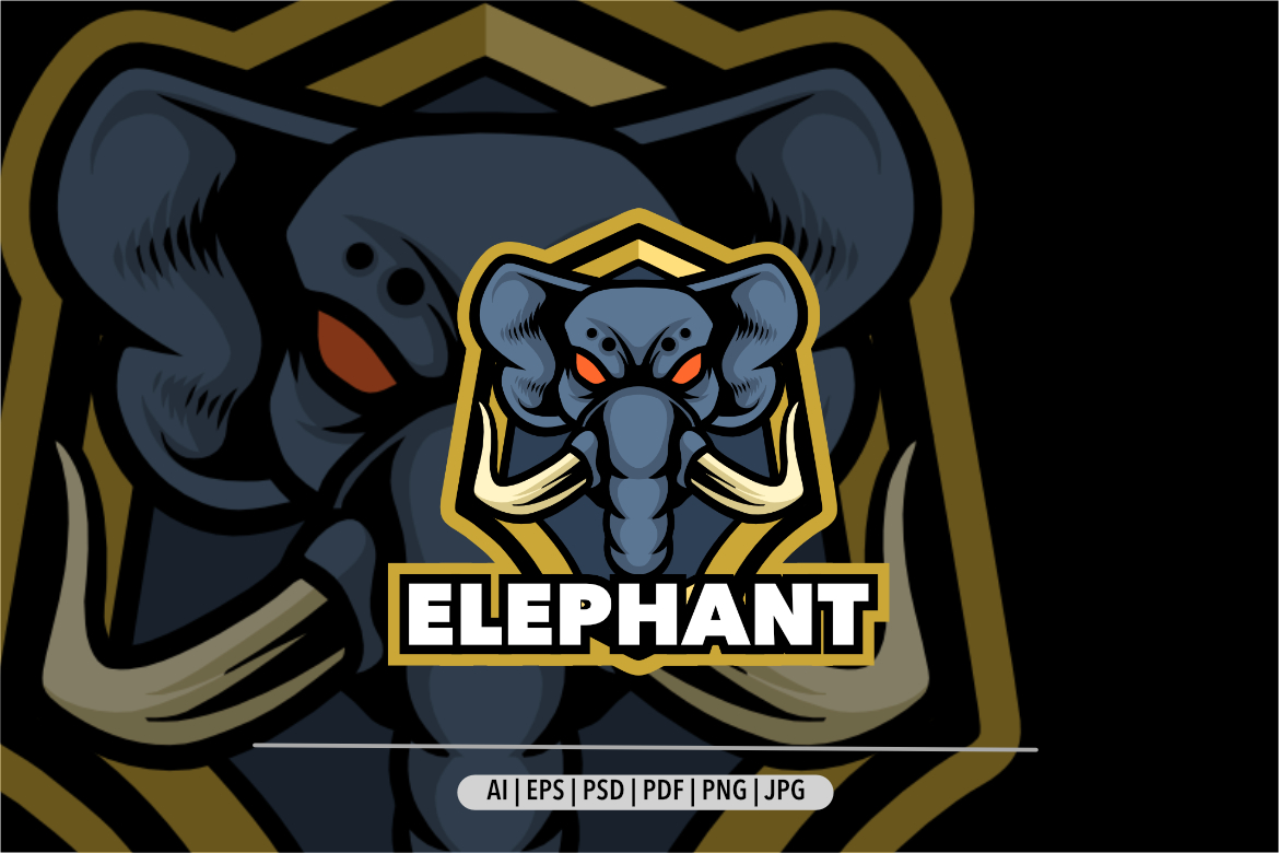 Elephant mascot logo for gaming and sport
