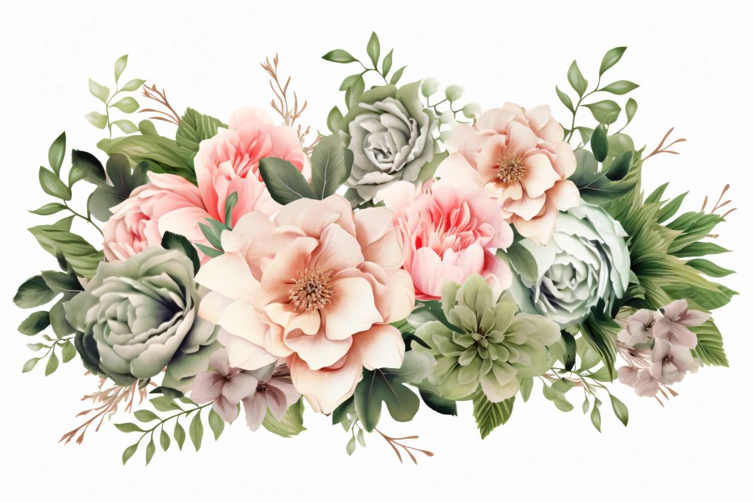 Watercolor flowers wreath Background 16