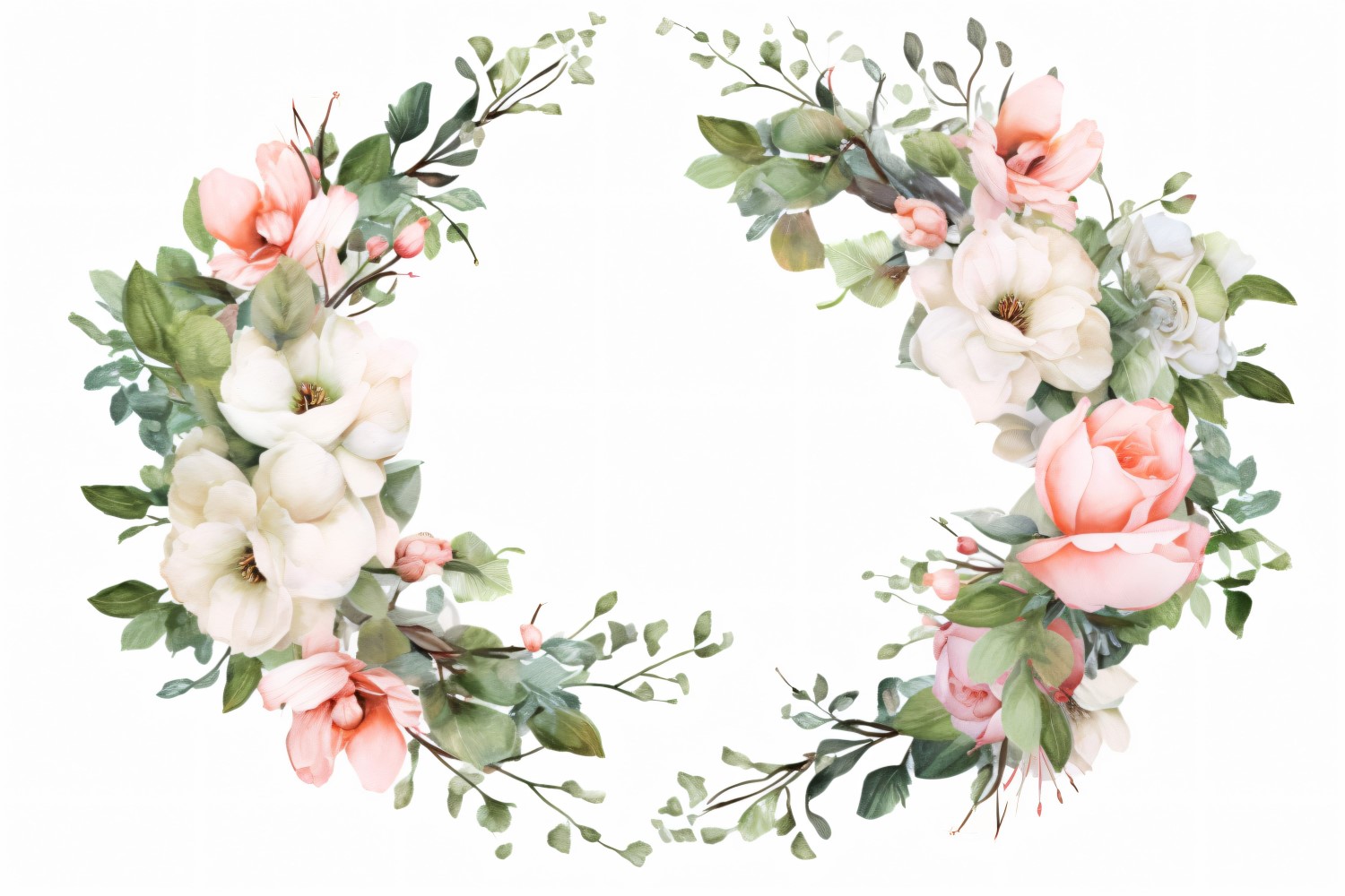 Watercolor floral wreath Background 23