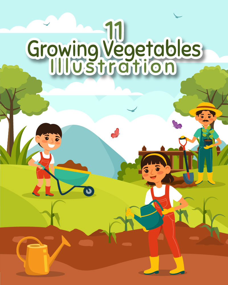 11 Growing Vegetables Illustration