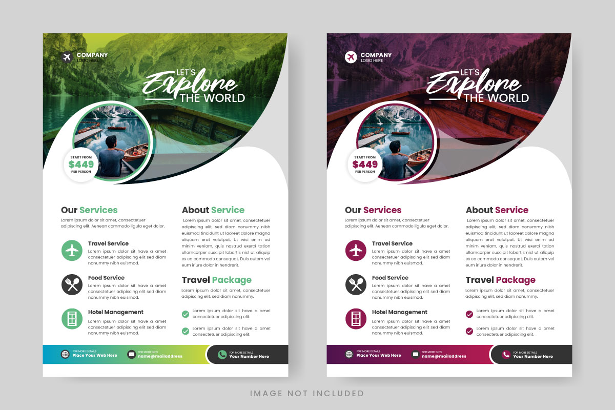 Vacation travel  flyer design template,  flyer design and travel agency flyer