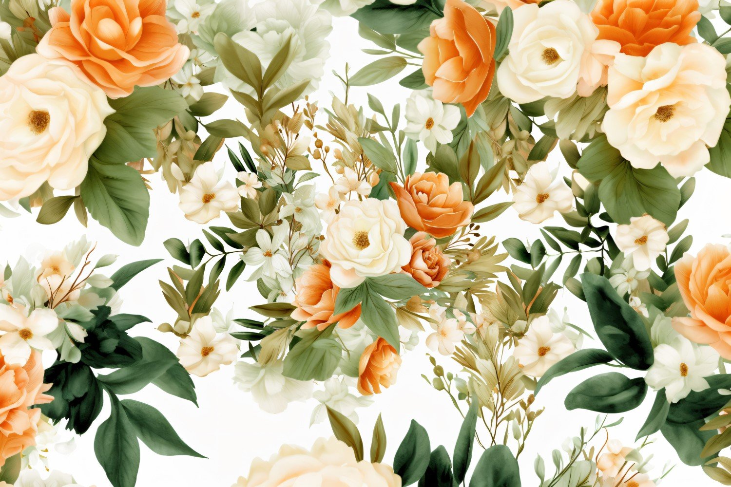 Watercolor flowers wreath Background 142