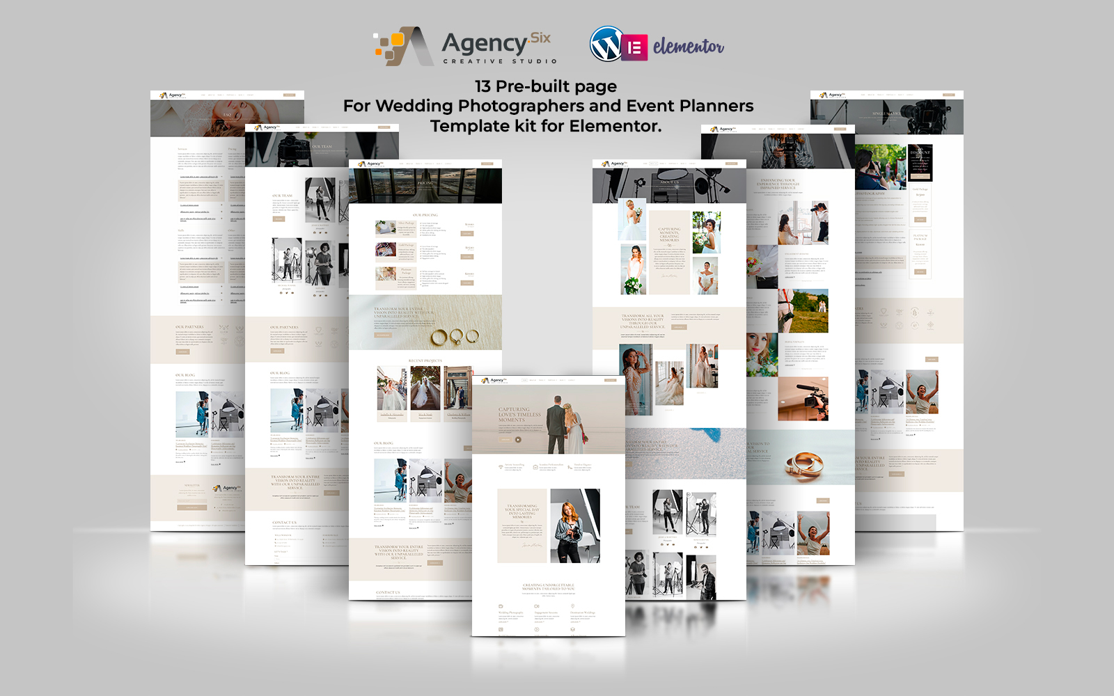 Agency Six - Premium Wedding Photographers and Event Planners Elementor Template kit