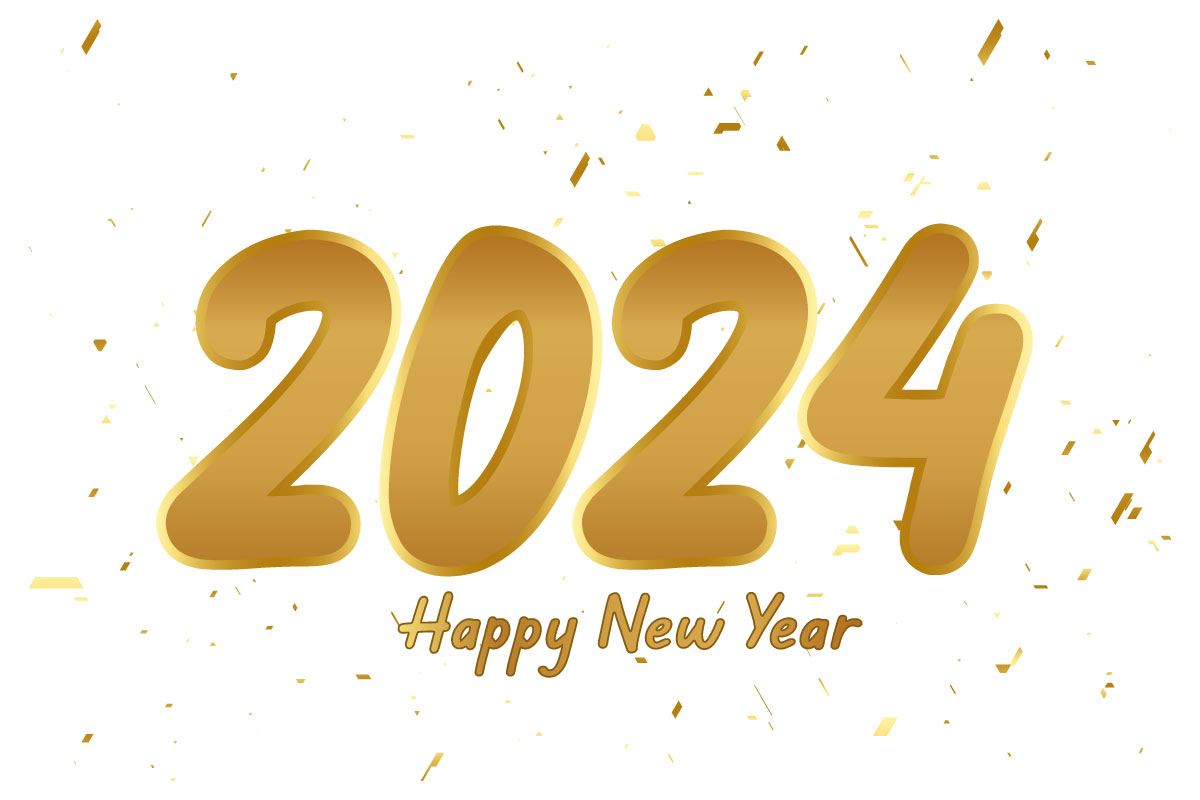 2024 Happy New Year typography text effect