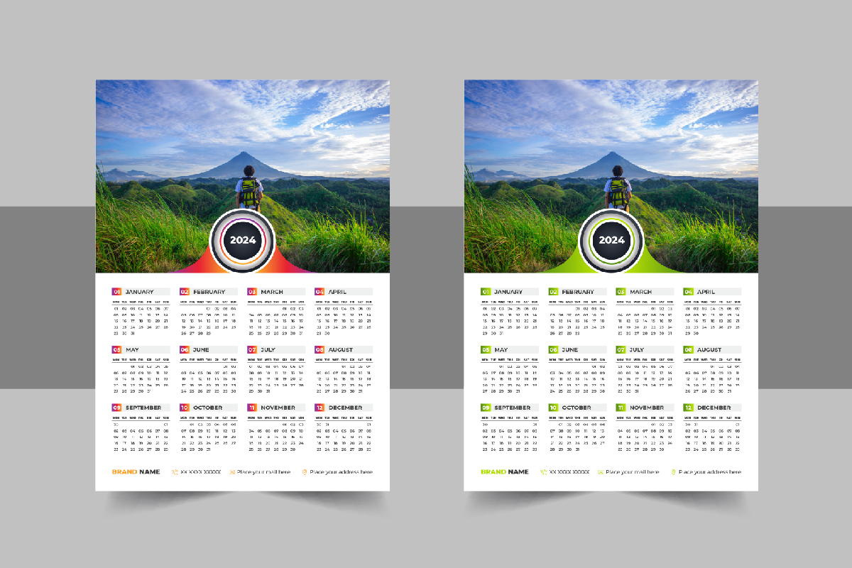 2024 Wall Calendar template vector