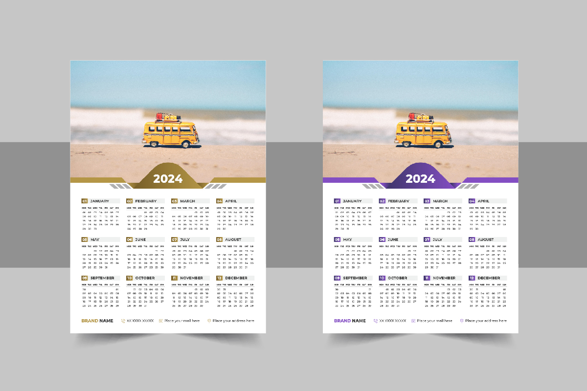2024 Wall Calendar design template vector