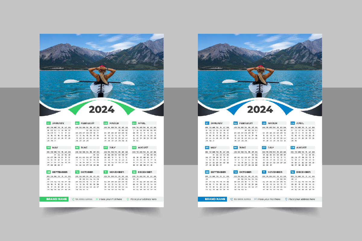 Modern 2024 Wall Calendar template design