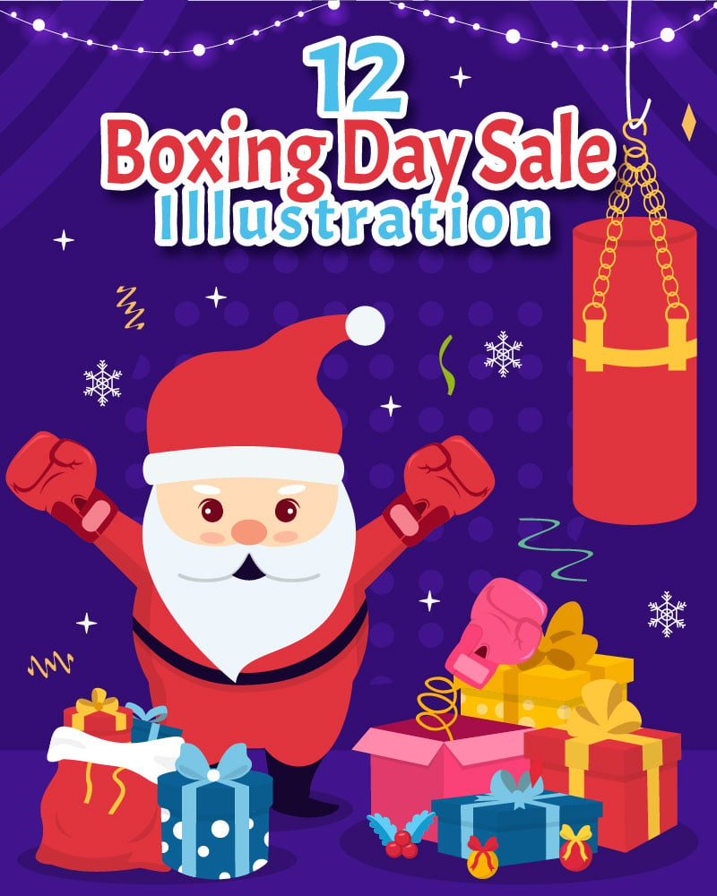 12 Boxing Day Sale Vector Illustration