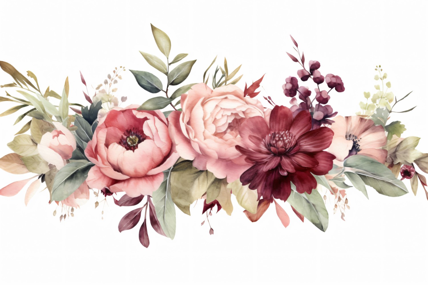 Watercolor flowers wreath Background 274