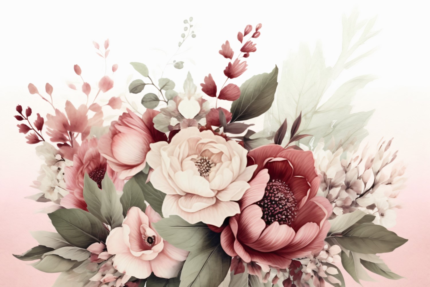 Watercolor flowers wreath Background 281