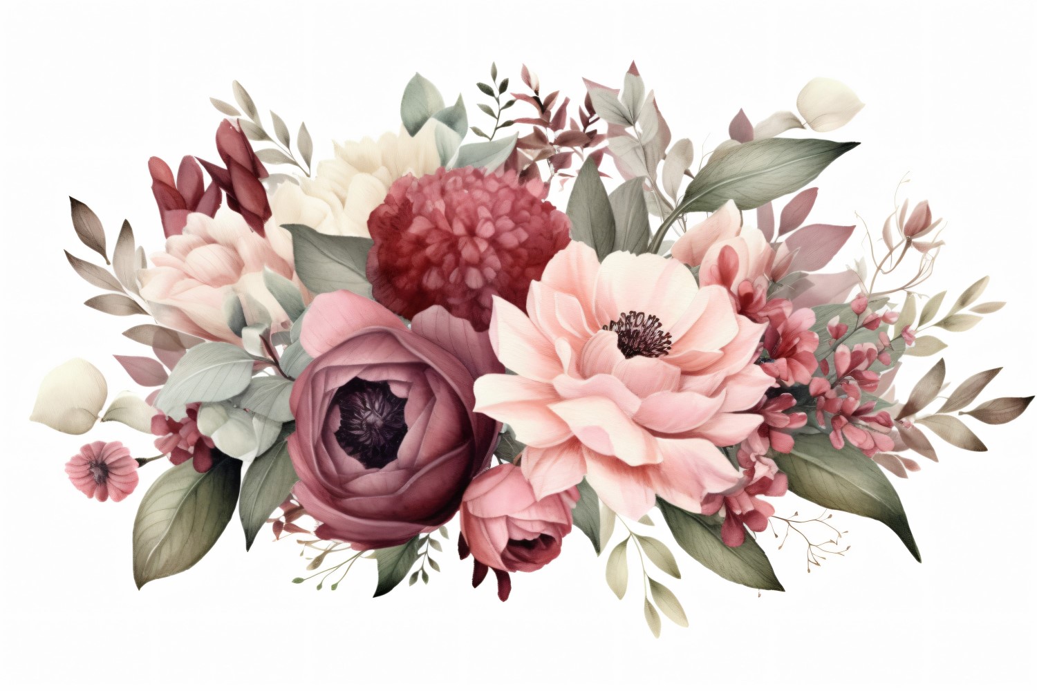 Watercolor flowers wreath Background 285