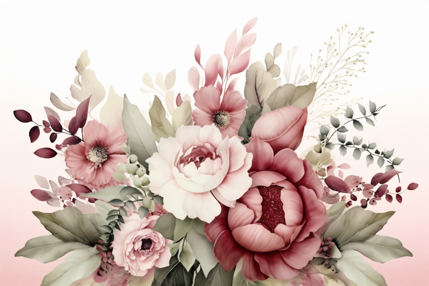 Watercolor flowers wreath Background 292