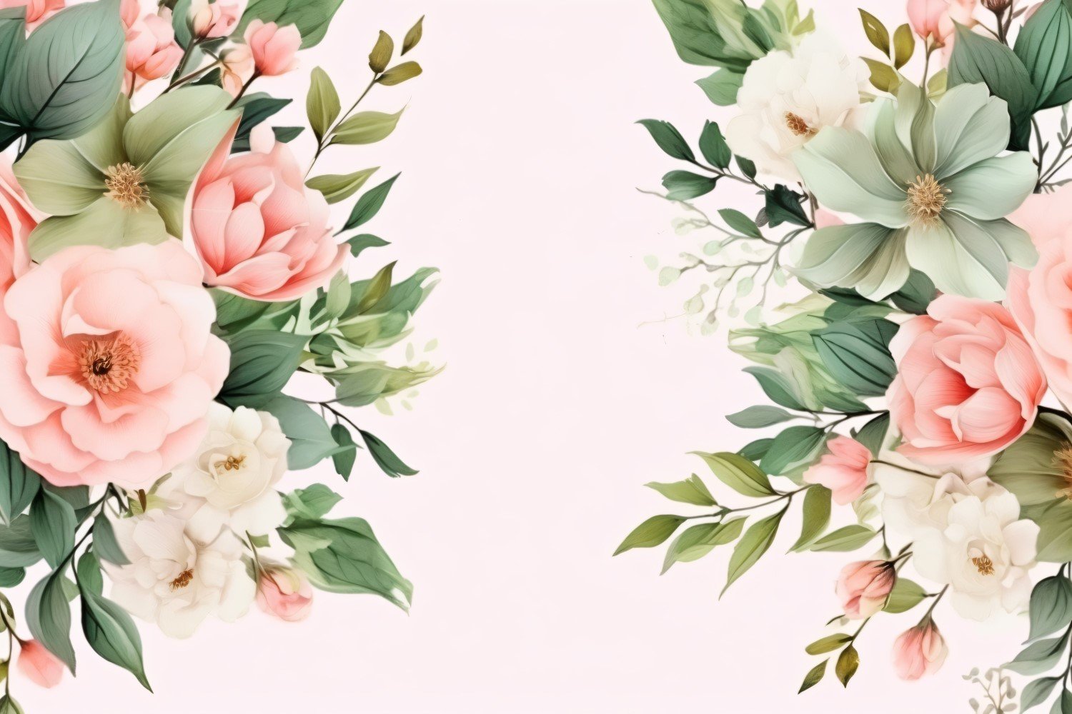 Watercolor flowers wreath Background 296