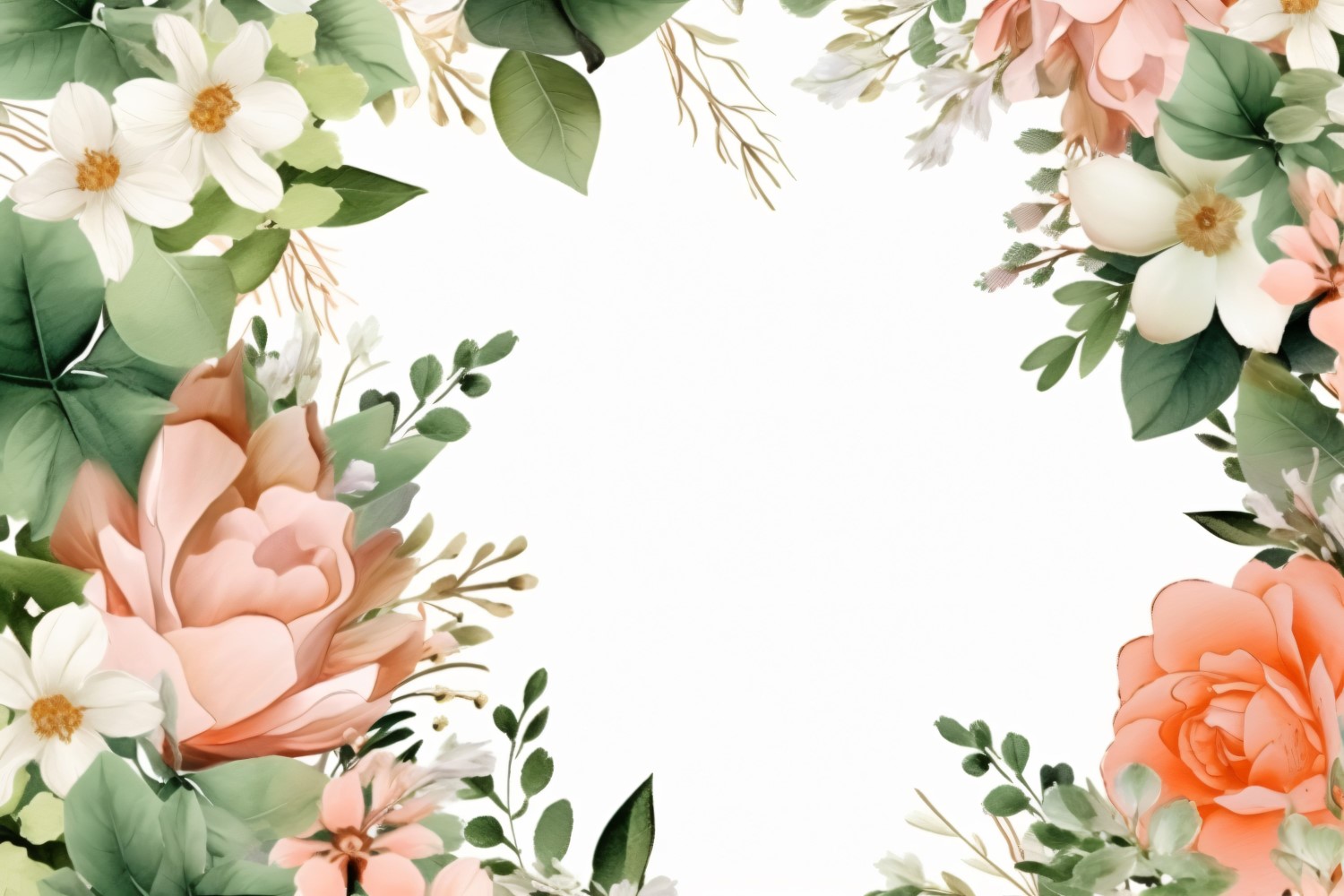 Watercolor flowers wreath Background 300